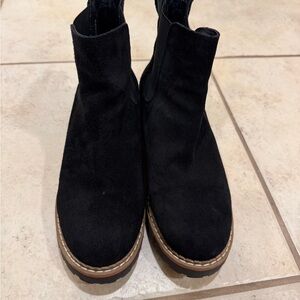 Black Suede Platform Chelsea Boots - Women's